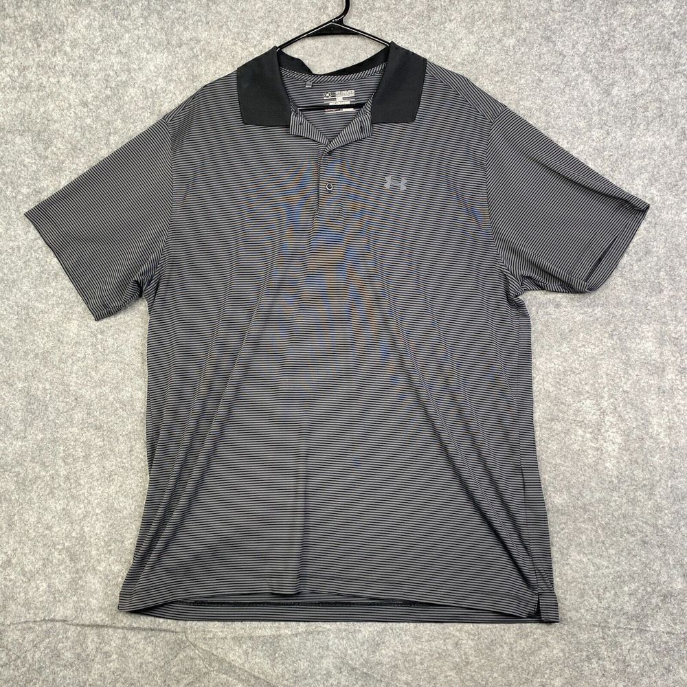 Under Armor Polo Shirt Mens 2XL Heatgear Loose Striped Golfer Casual Resort